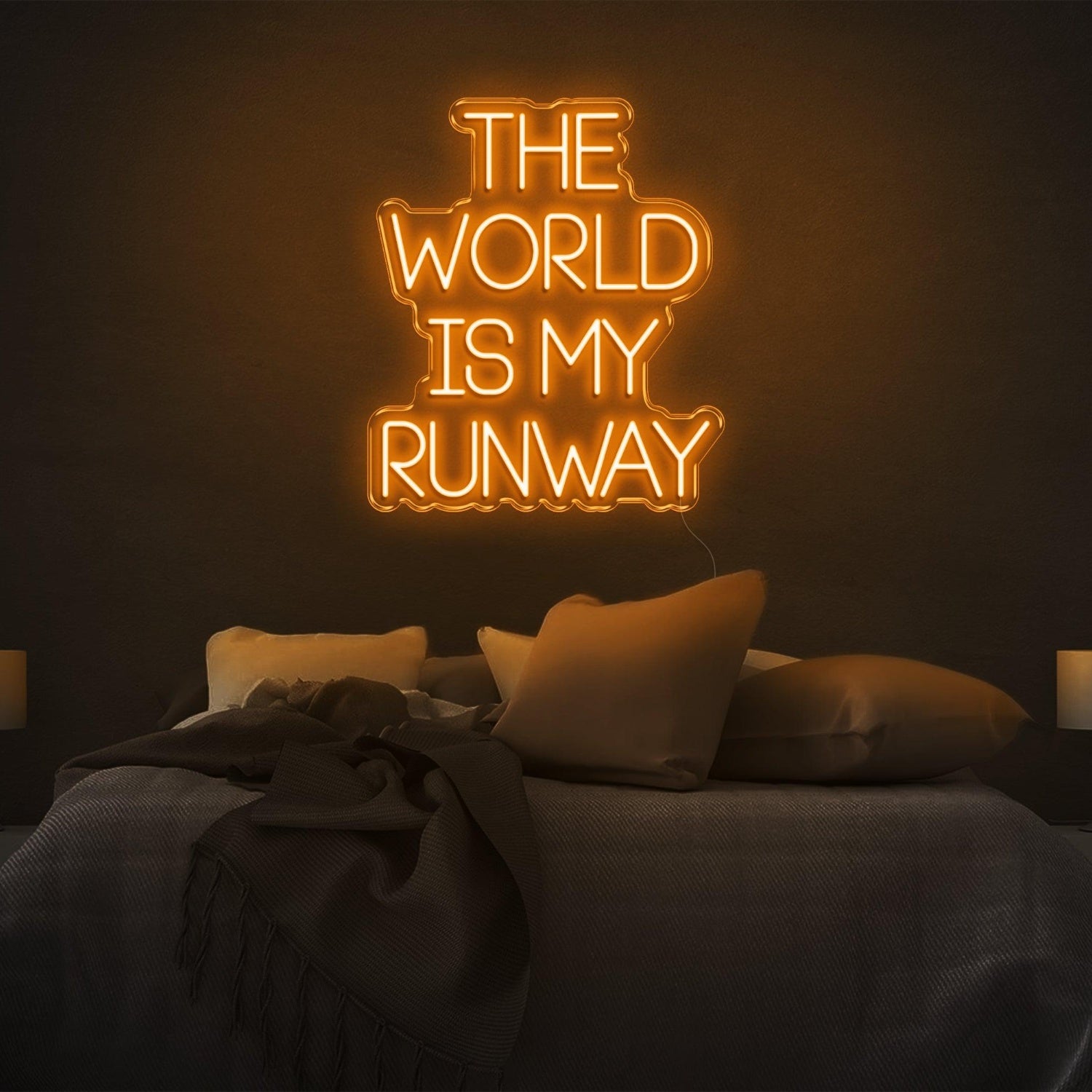 The World Is My Runway Blue Glow Led Neon Sign For Stylish Bedroom Decor | Shineneon