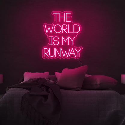 The World Is My Runway Blue Glow Led Neon Sign For Stylish Bedroom Decor | Shineneon