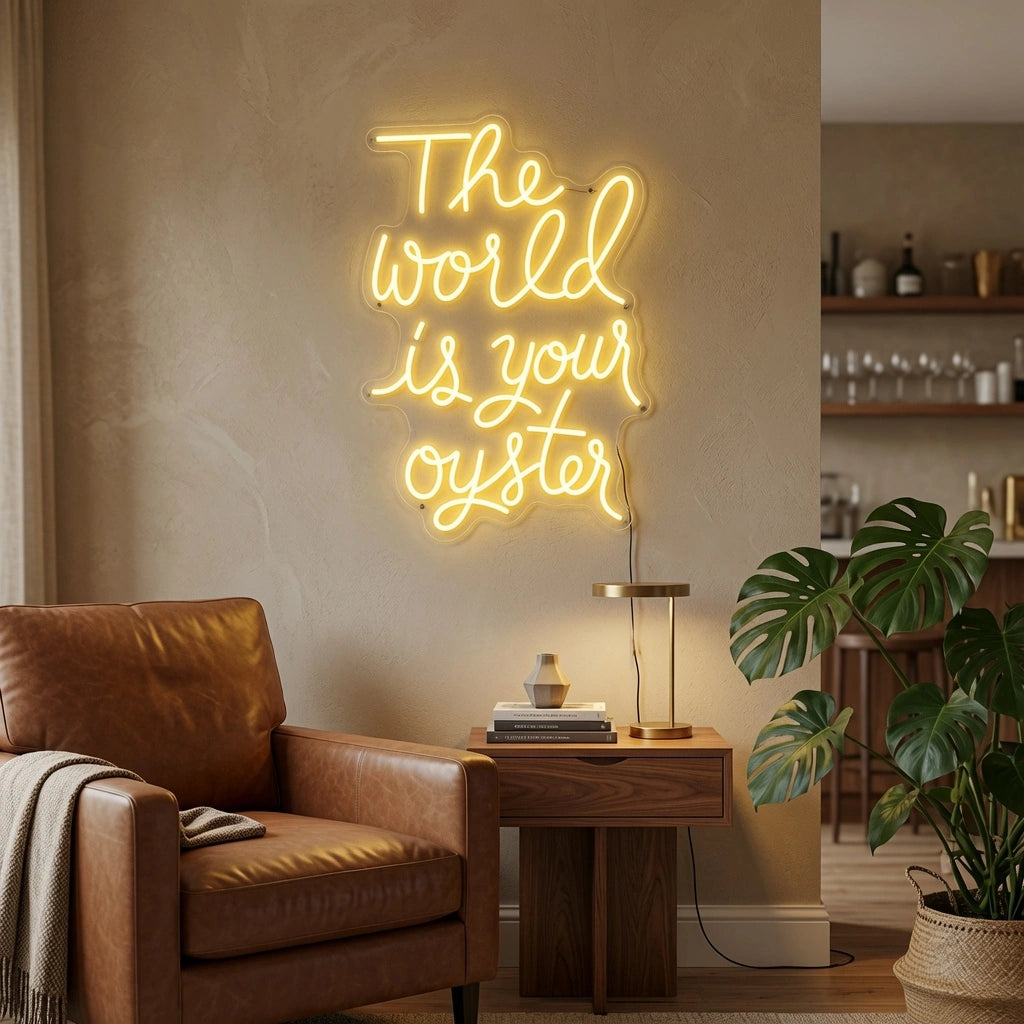 The World Is Your Oyster Business LED Neon Sign - 03 Real Lifestyle Scene