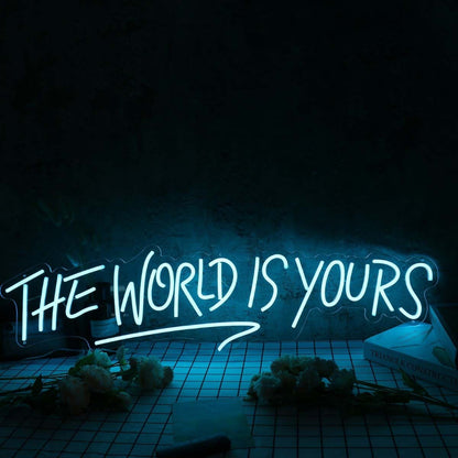 The World Is Yours Blue Custom Led Neon Sign | Shineneon