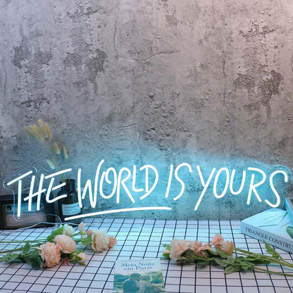 The World Is Yours Blue Custom Led Neon Sign | Shineneon