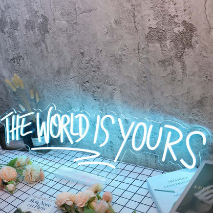 The World Is Yours Blue Custom Led Neon Sign | Shineneon