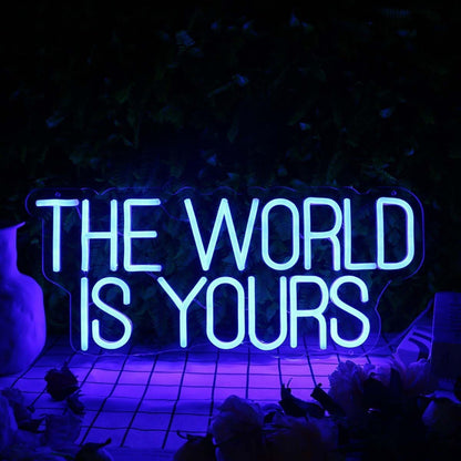 The World Is Yours Blue Led Neon Sign - Shineneon