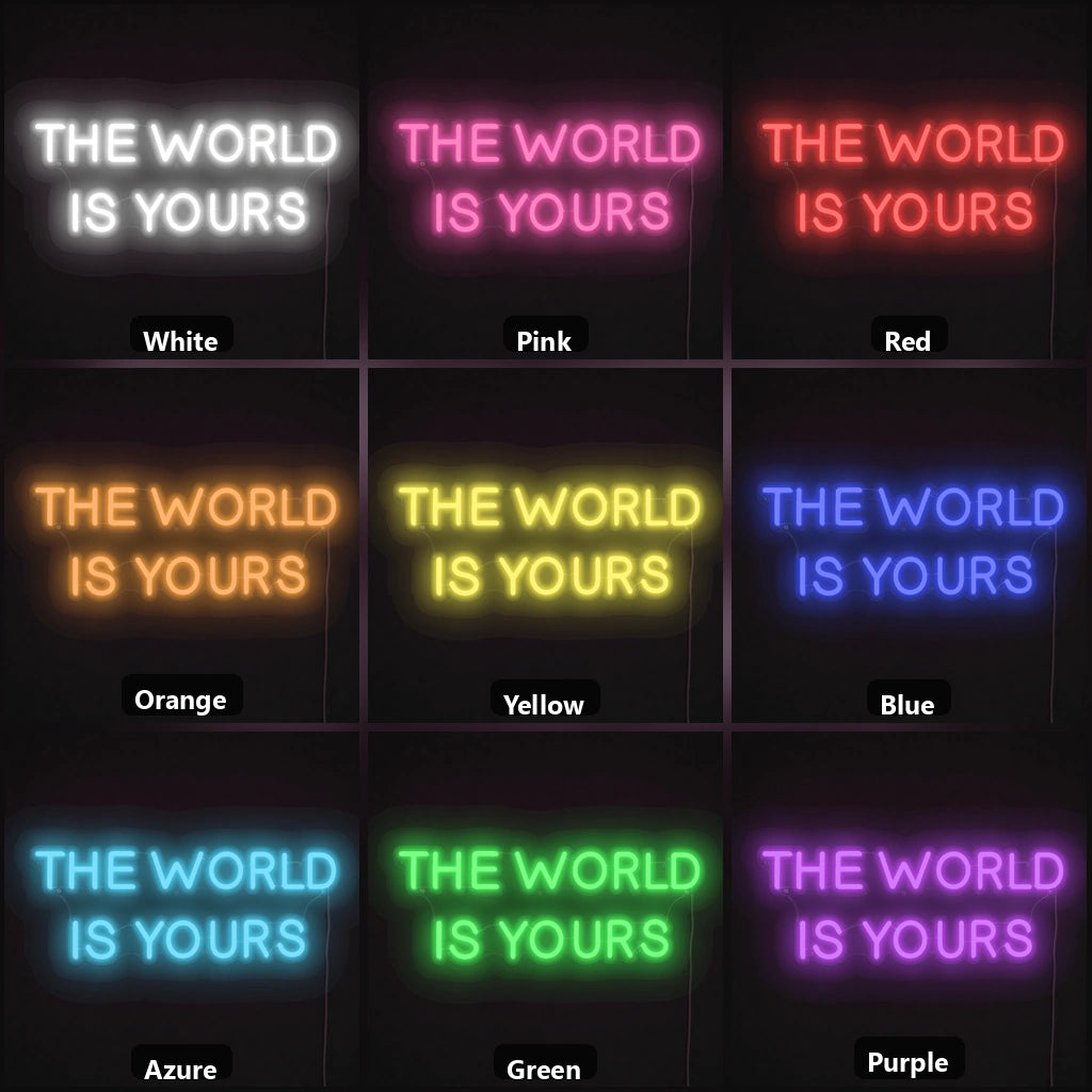 The World Is Yours Room Decor LED Neon Sign color grid