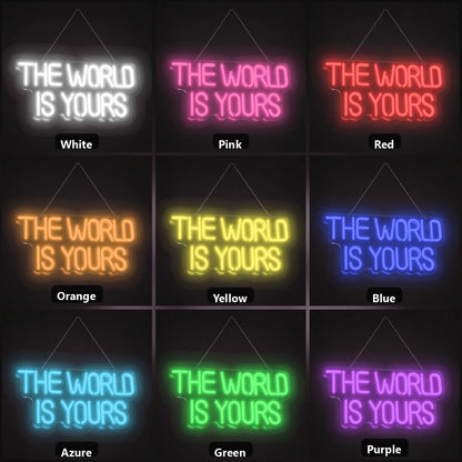 The World Is Yours Wall Art LED Neon Sign color grid