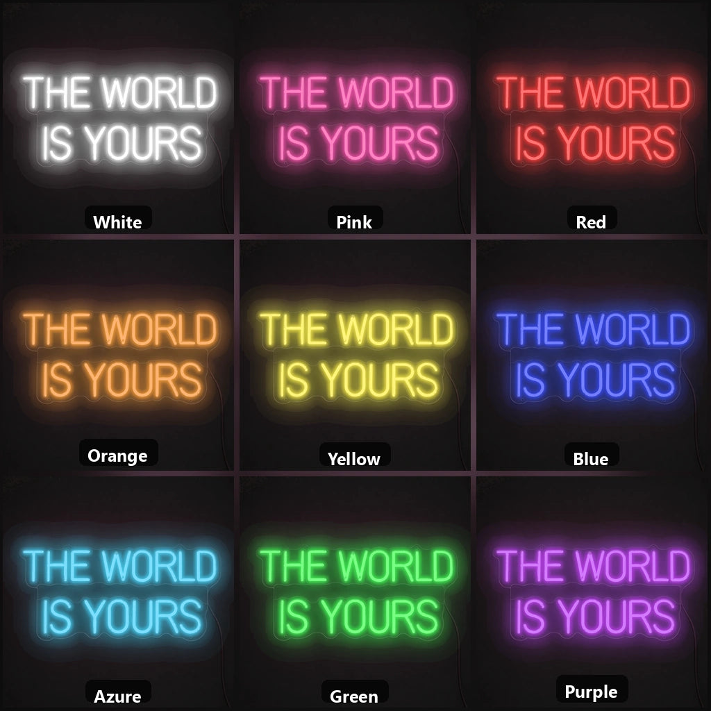 The World Is Yours Wall Decor LED Neon Sign color grid