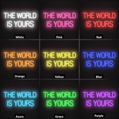 The World Is Yours Wall Decor LED Neon Sign color grid
