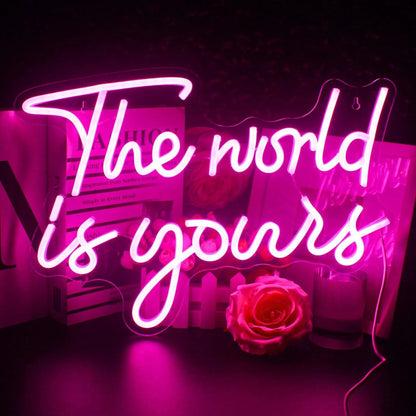 The World Is Yours Warm White Led Neon Sign For Home Office Bedroom Decor - Shineneon