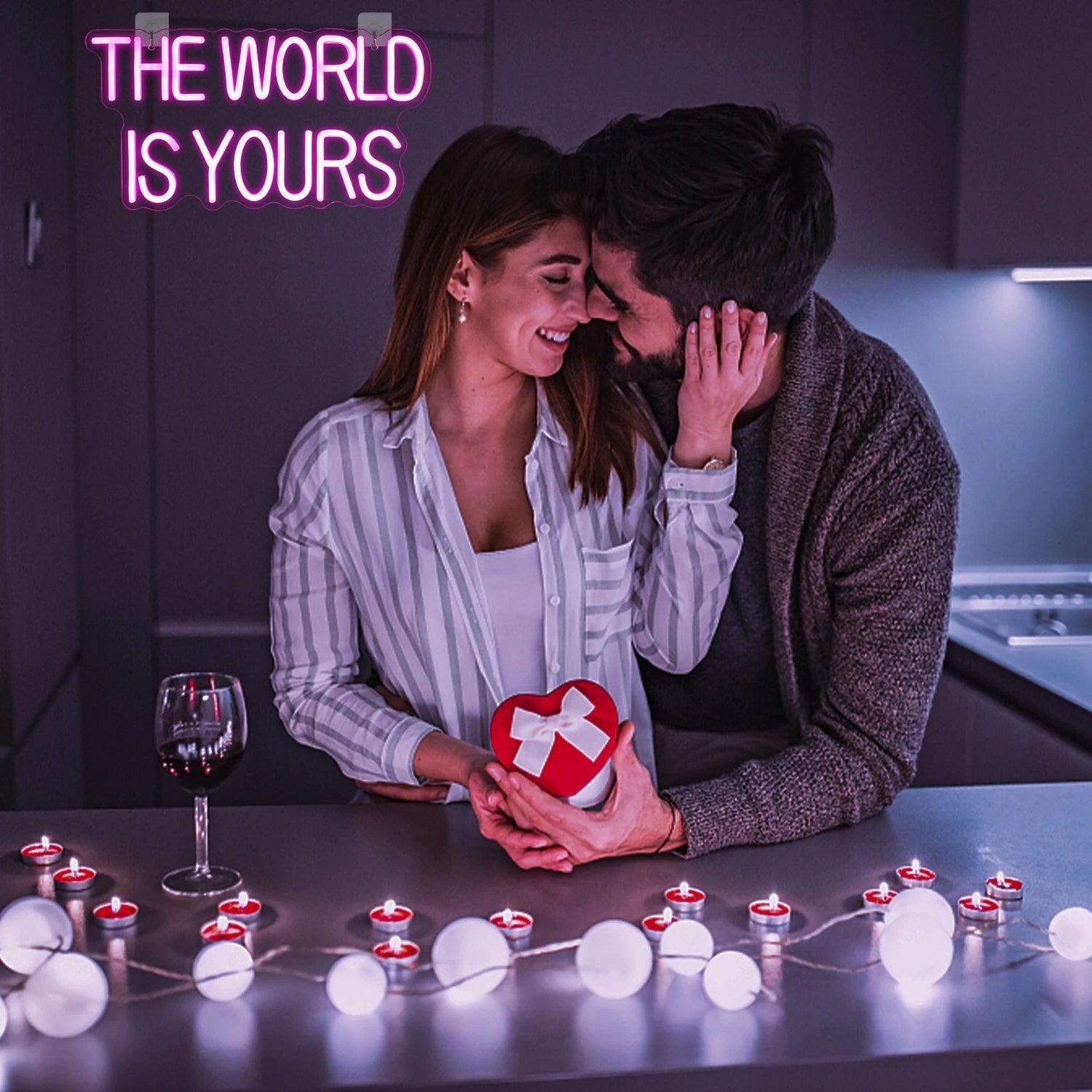 The World Is Yours Warm White Led Neon Sign For Home Office Bedroom Decor - Shineneon