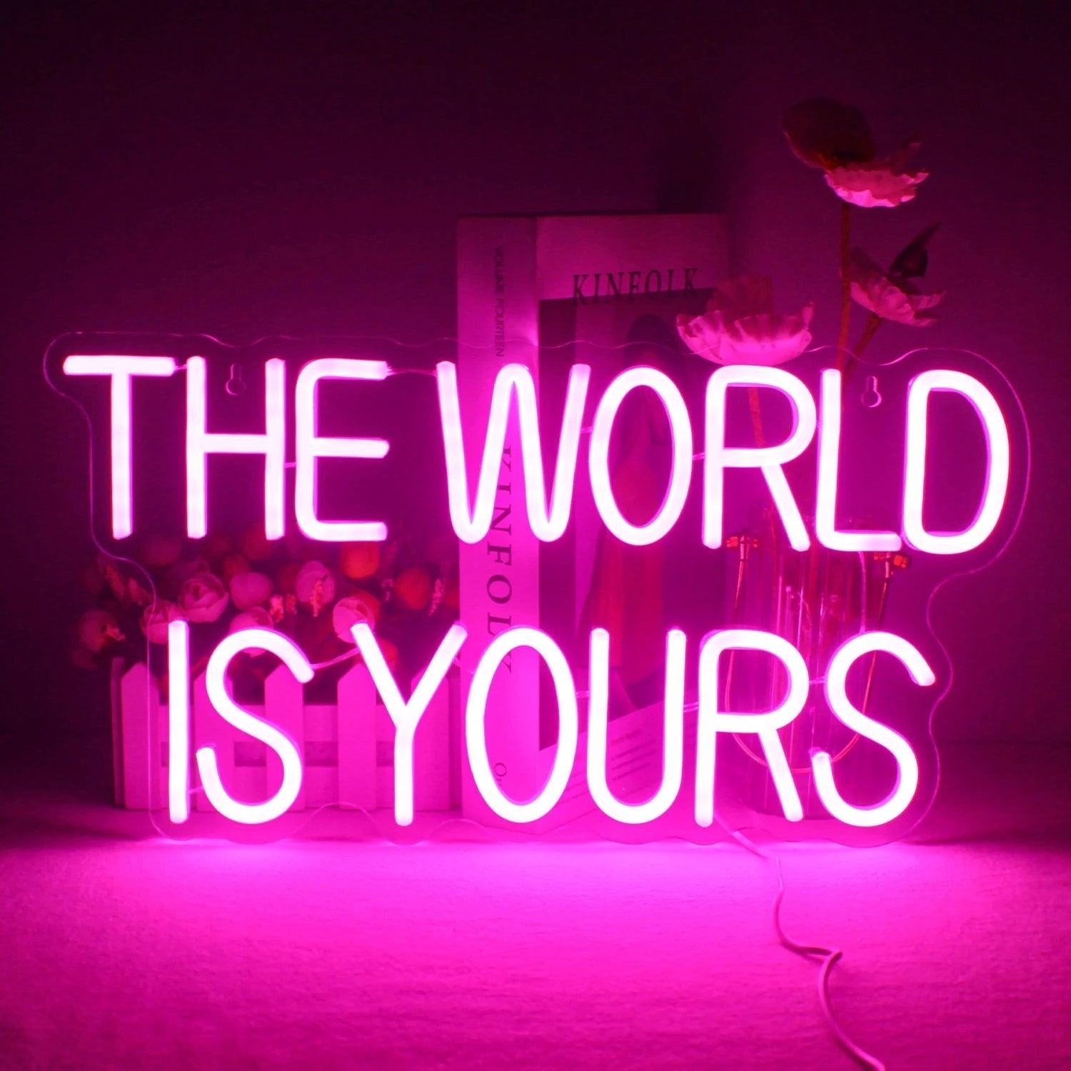 The World Is Yours Warm White Led Neon Sign For Home Office Bedroom Decor - Shineneon