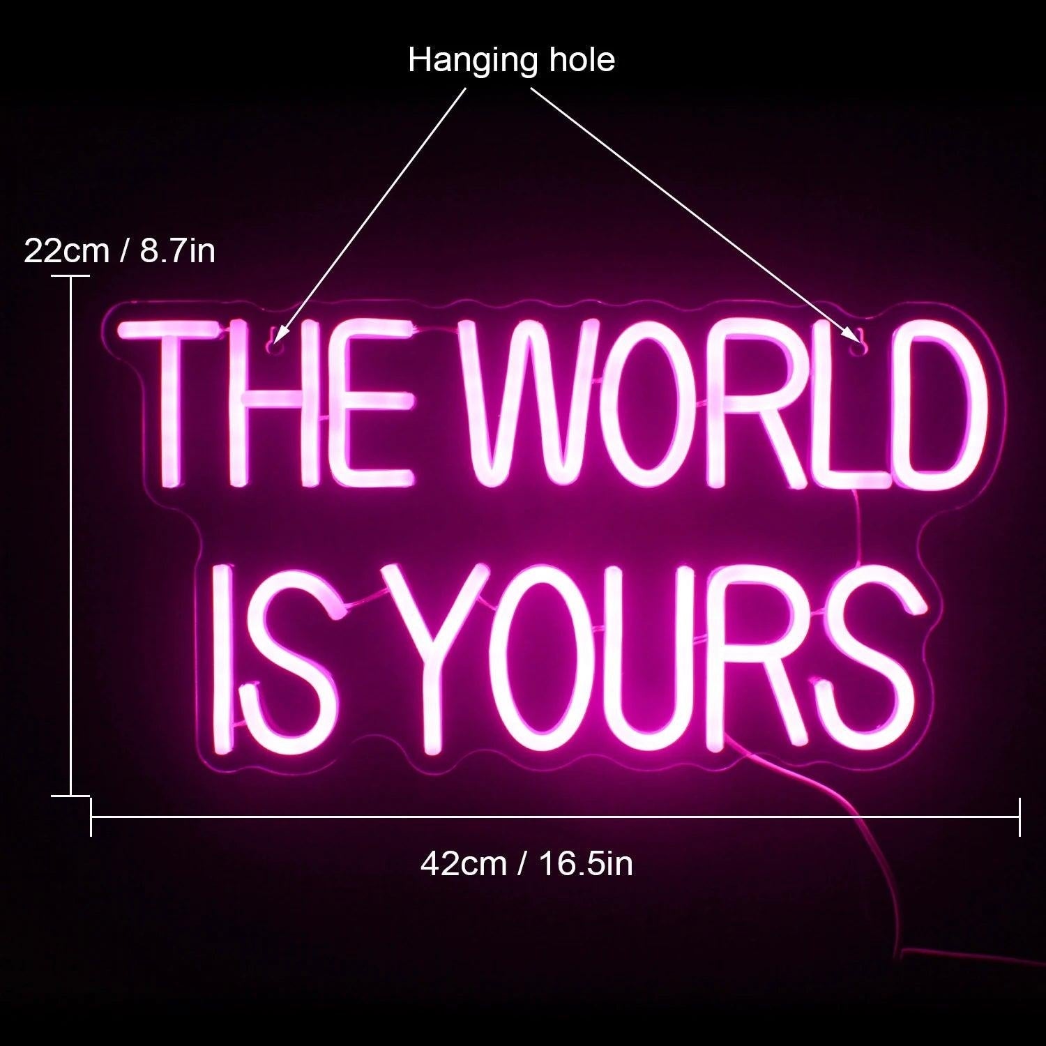 The World Is Yours Warm White Led Neon Sign For Home Office Bedroom Decor - Shineneon