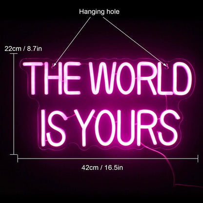 The World Is Yours Warm White Led Neon Sign For Home Office Bedroom Decor - Shineneon