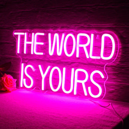 The World Is Yours Warm White Led Neon Sign For Home Office Bedroom Decor - Shineneon