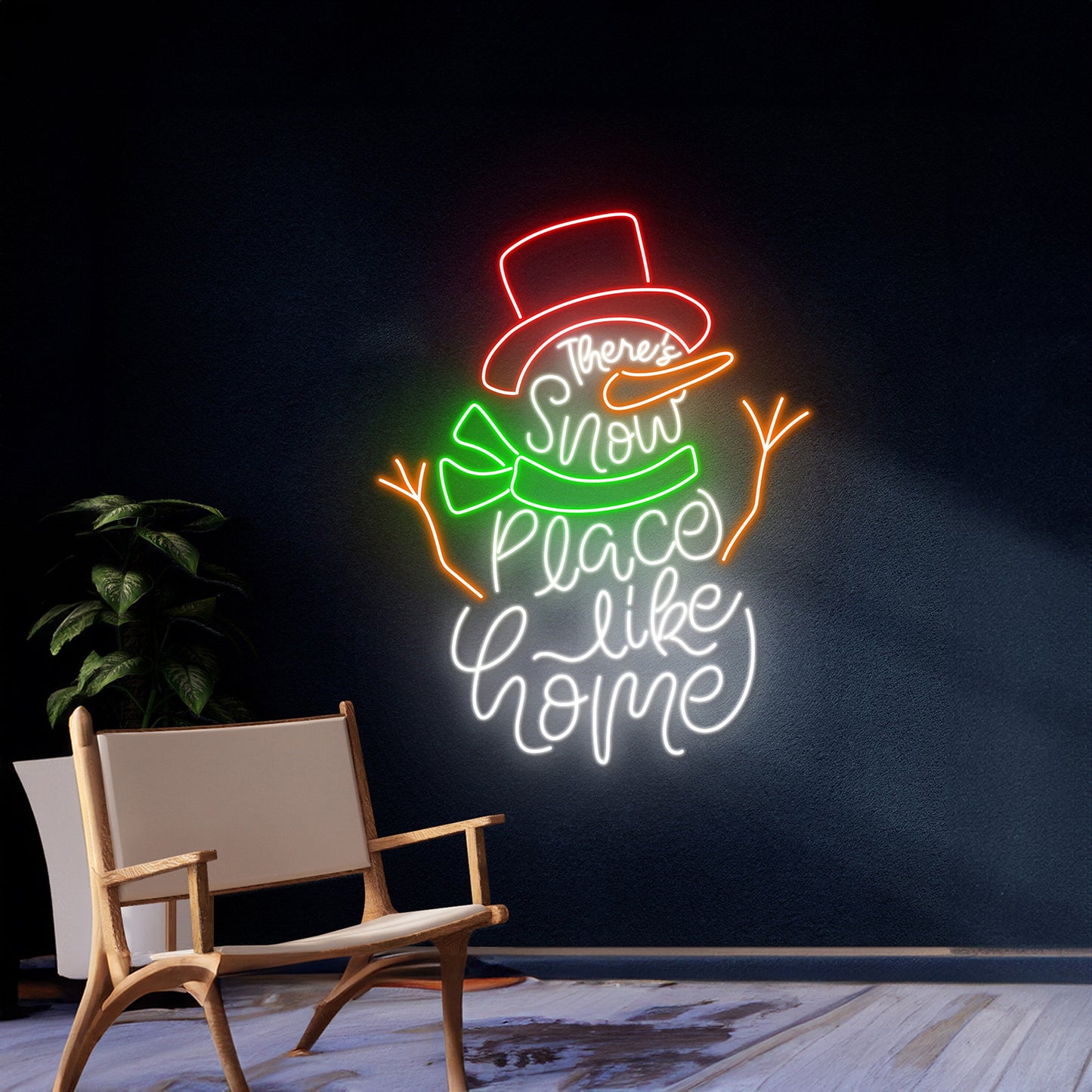 Theres Snow Peace Like Home Snowman Neon Sign