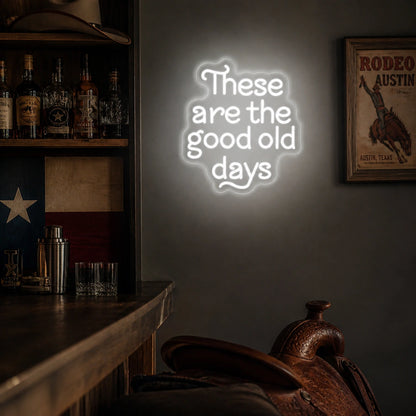 These Are The Good Old Days Block Letters Vintage LED Neon Sign real lifestyle scene