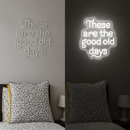 These Are The Good Old Days Block Letters Vintage LED Neon Sign day and night comparison