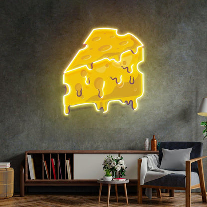 Thick Cheese Slice Yellow Purple Uv Printed Led Neon Sign Home Decor Cafe Wall Art | Shineneon