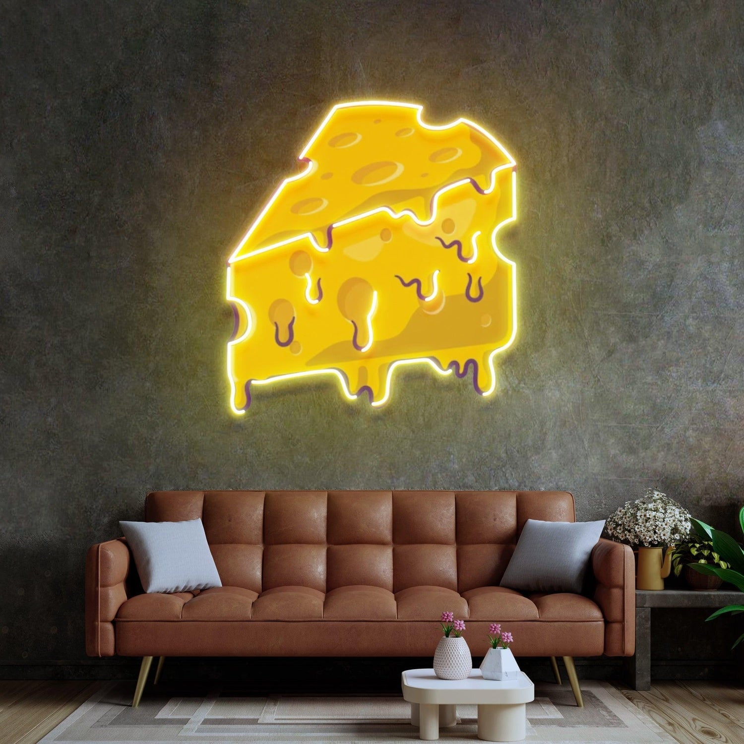 Thick Cheese Slice Yellow Purple Uv Printed Led Neon Sign Home Decor Cafe Wall Art | Shineneon