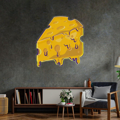 Thick Cheese Slice Yellow Purple Uv Printed Led Neon Sign Home Decor Cafe Wall Art | Shineneon
