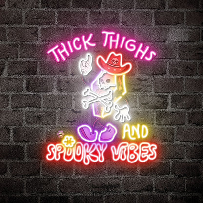 Thick Thighs And Spooky Vibes Halloween Acrylic Led Neon Sign | Shineneon