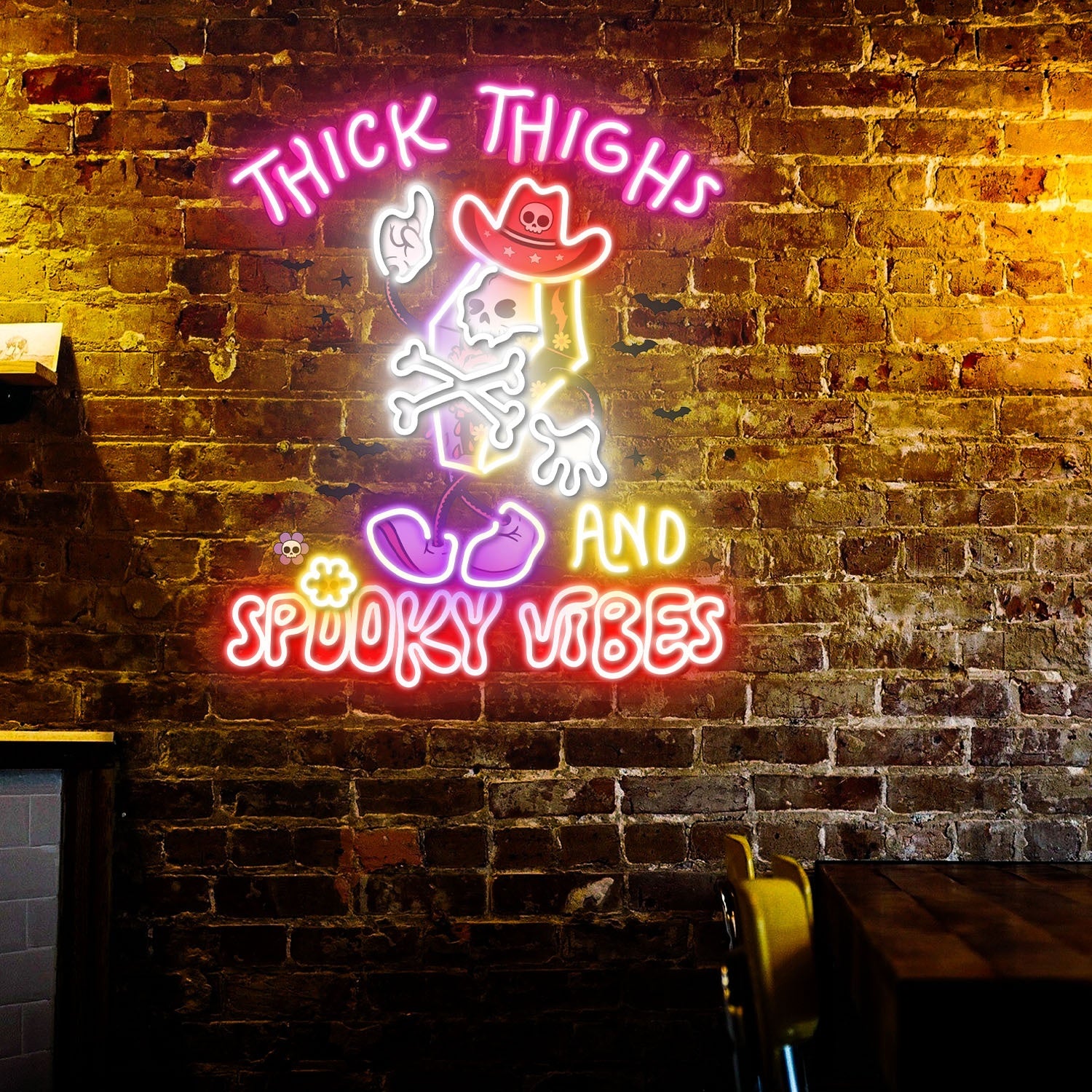 Thick Thighs And Spooky Vibes Halloween Acrylic Led Neon Sign | Shineneon