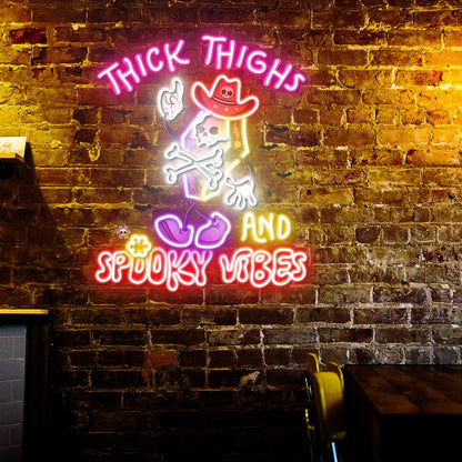 Thick Thighs And Spooky Vibes Halloween Acrylic Led Neon Sign | Shineneon
