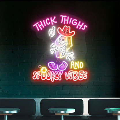 Thick Thighs And Spooky Vibes Halloween Acrylic Led Neon Sign | Shineneon