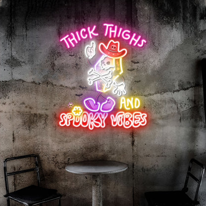 Thick Thighs And Spooky Vibes Halloween Acrylic Led Neon Sign | Shineneon