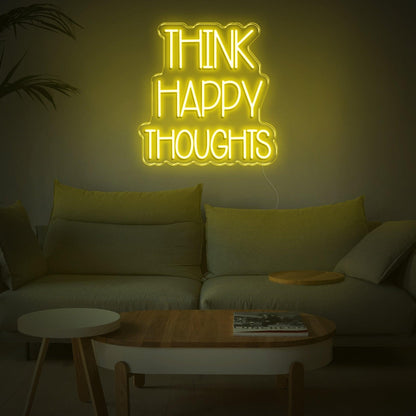 Think Happy Thoughts Blue Led Neon Sign For Cozy Living Room | Shineneon