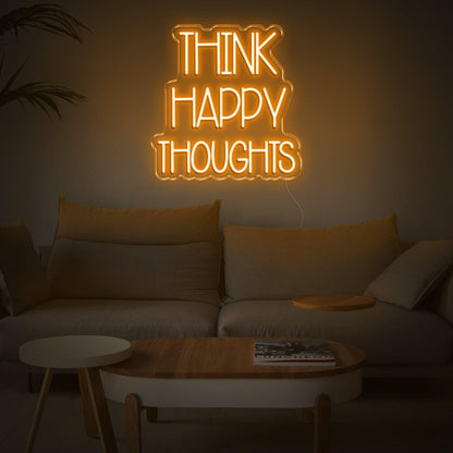 Think Happy Thoughts Blue Led Neon Sign For Cozy Living Room | Shineneon