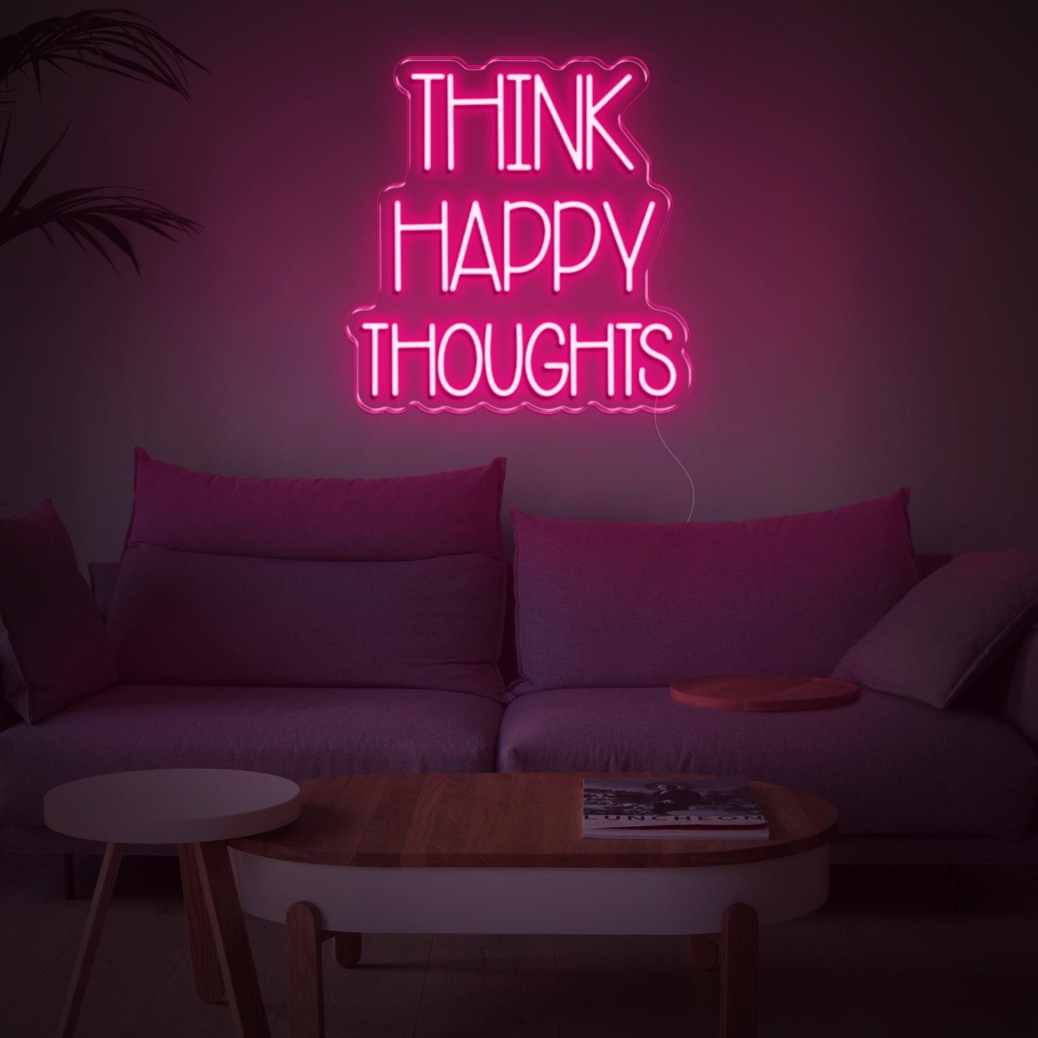 Think Happy Thoughts Blue Led Neon Sign For Cozy Living Room | Shineneon