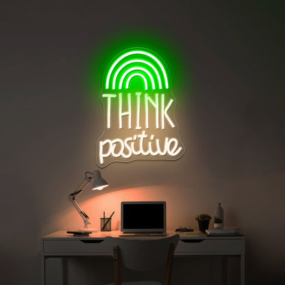 Think Positive Neon Sign Rainbow Neon Sign Wall Decor Big Neon Signs - Shineneon