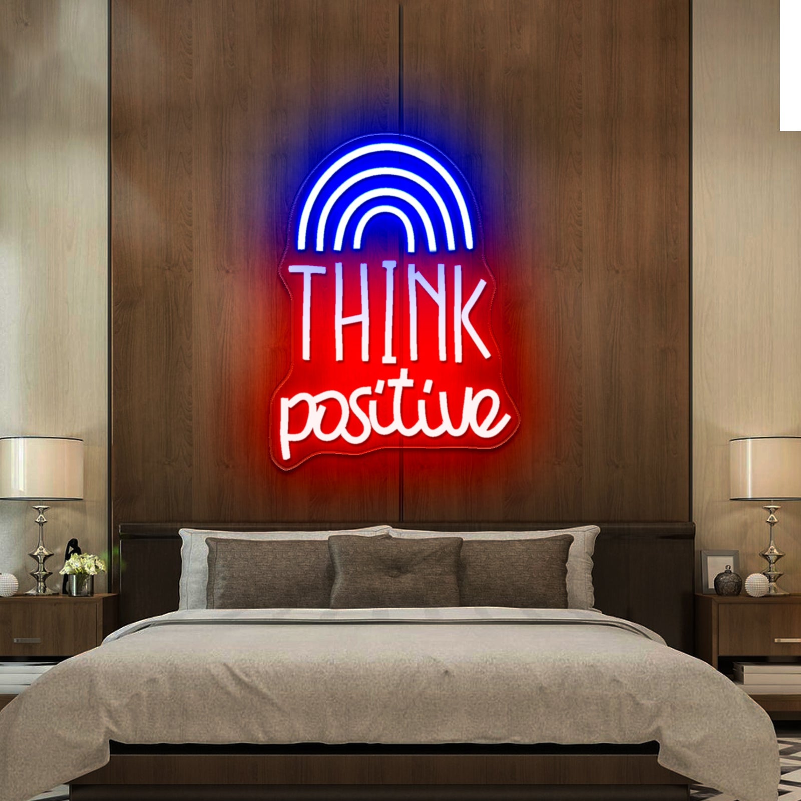 Think Positive Neon Sign Rainbow Neon Sign Wall Decor Big Neon Signs - Shineneon