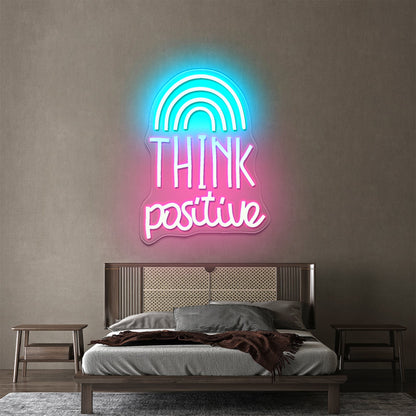 Think Positive Neon Sign Rainbow Neon Sign Wall Decor Big Neon Signs - Shineneon