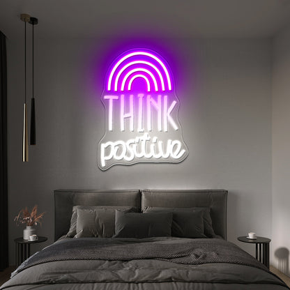 Think Positive Neon Sign Rainbow Neon Sign Wall Decor Big Neon Signs - Shineneon