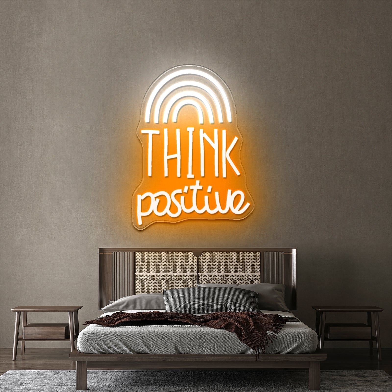 Think Positive Neon Sign Rainbow Neon Sign Wall Decor Big Neon Signs - Shineneon