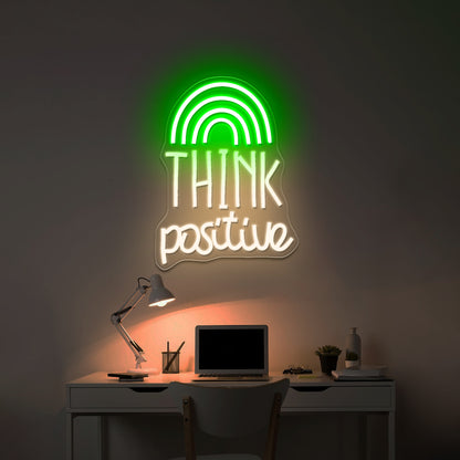 Think Positive Neon Sign Rainbow Neon Sign Wall Decor Big Neon Signs