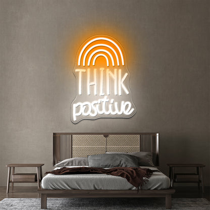 Think Positive Neon Sign Rainbow Neon Sign Wall Decor Big Neon Signs