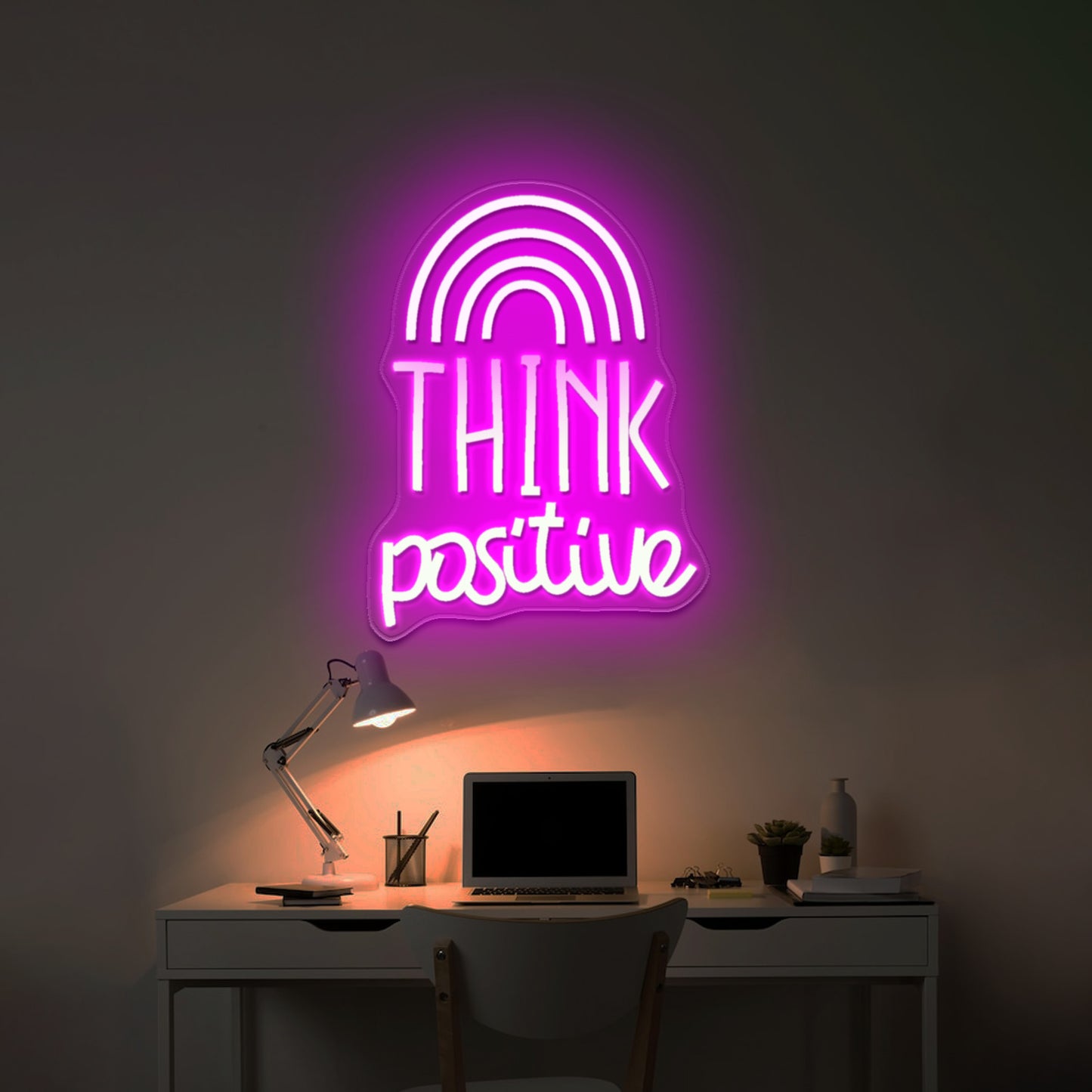 Think Positive Neon Sign Rainbow Neon Sign Wall Decor Big Neon Signs