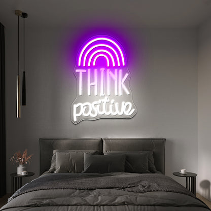 Think Positive Neon Sign Rainbow Neon Sign Wall Decor Big Neon Signs