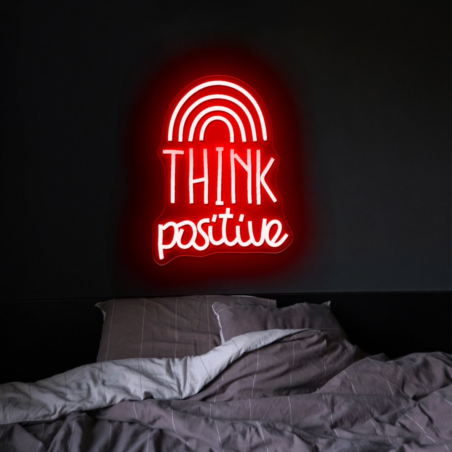 Think Positive Neon Sign Rainbow Neon Sign Wall Decor Big Neon Signs