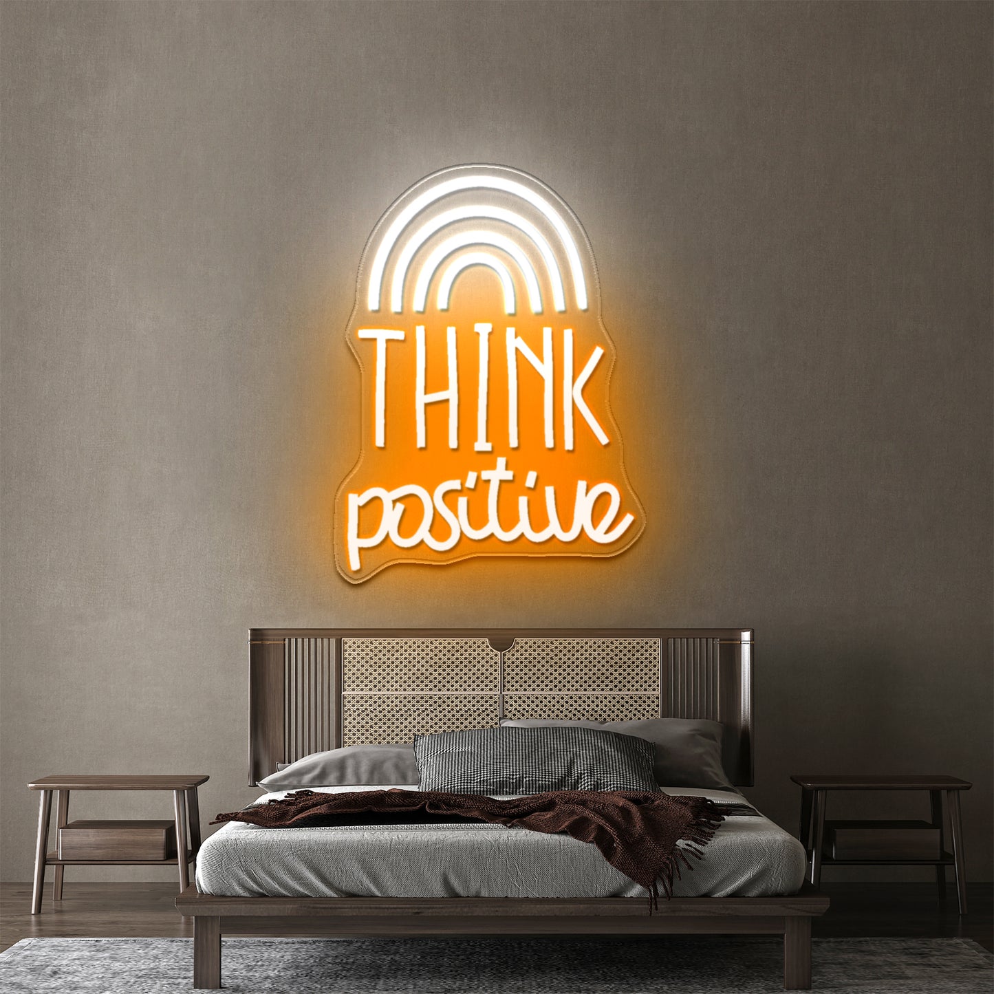 Think Positive Neon Sign Rainbow Neon Sign Wall Decor Big Neon Signs