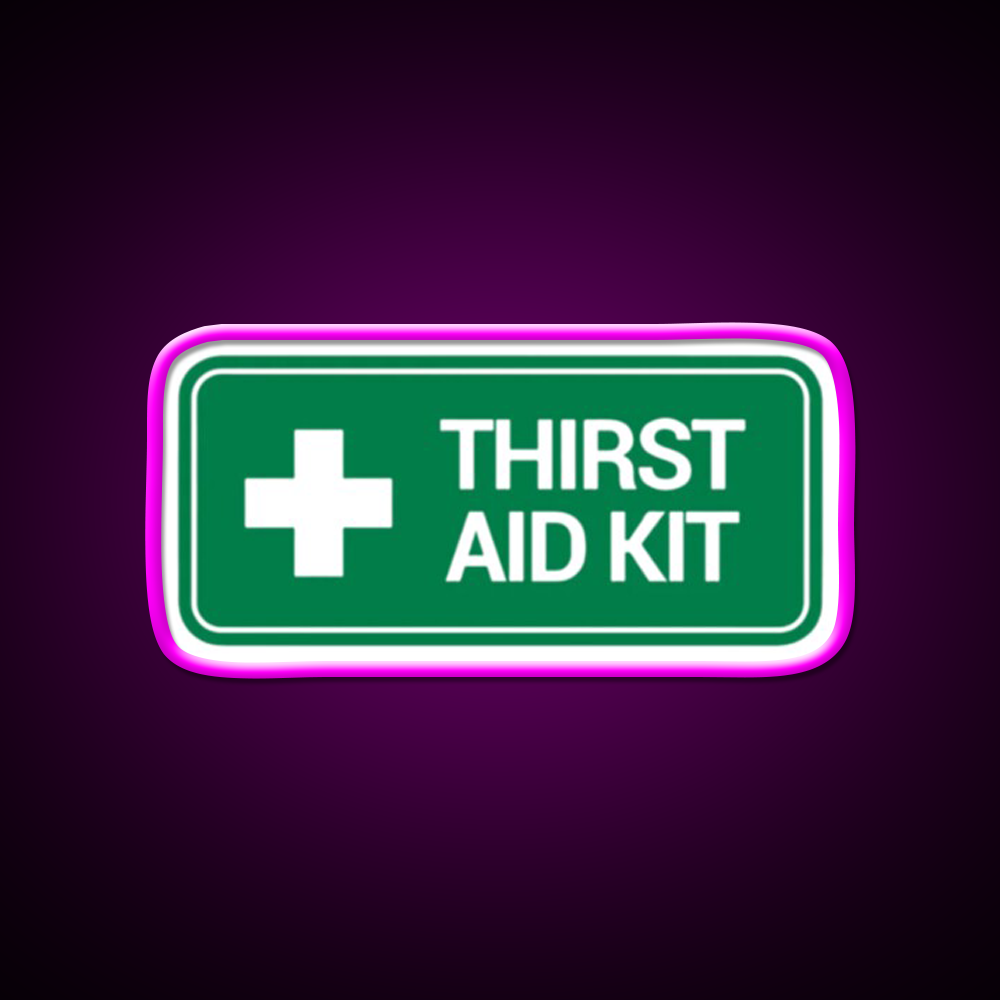 Thirst Aid Kit Logo Beer Bar Decor Led Neon Sign Rgb Color - Neon sign mounted on wall in room