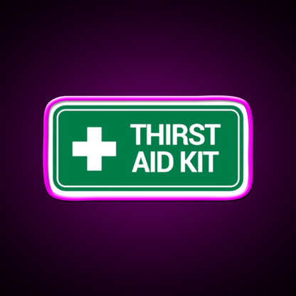 Thirst Aid Kit Logo Beer Bar Decor Led Neon Sign Rgb Color - Neon sign mounted on wall in room