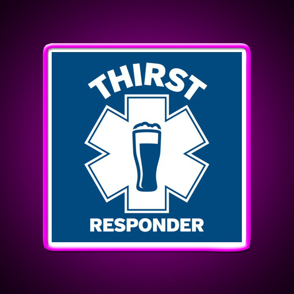 Thirst Responder Funny Design For Bar Tenders Beer Bar Decor Led Neon Sign Rgb Color - Neon sign mounted on wall in room