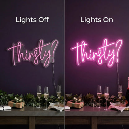 Thirsty Business LED Neon Sign - 06 Day Night Comparison