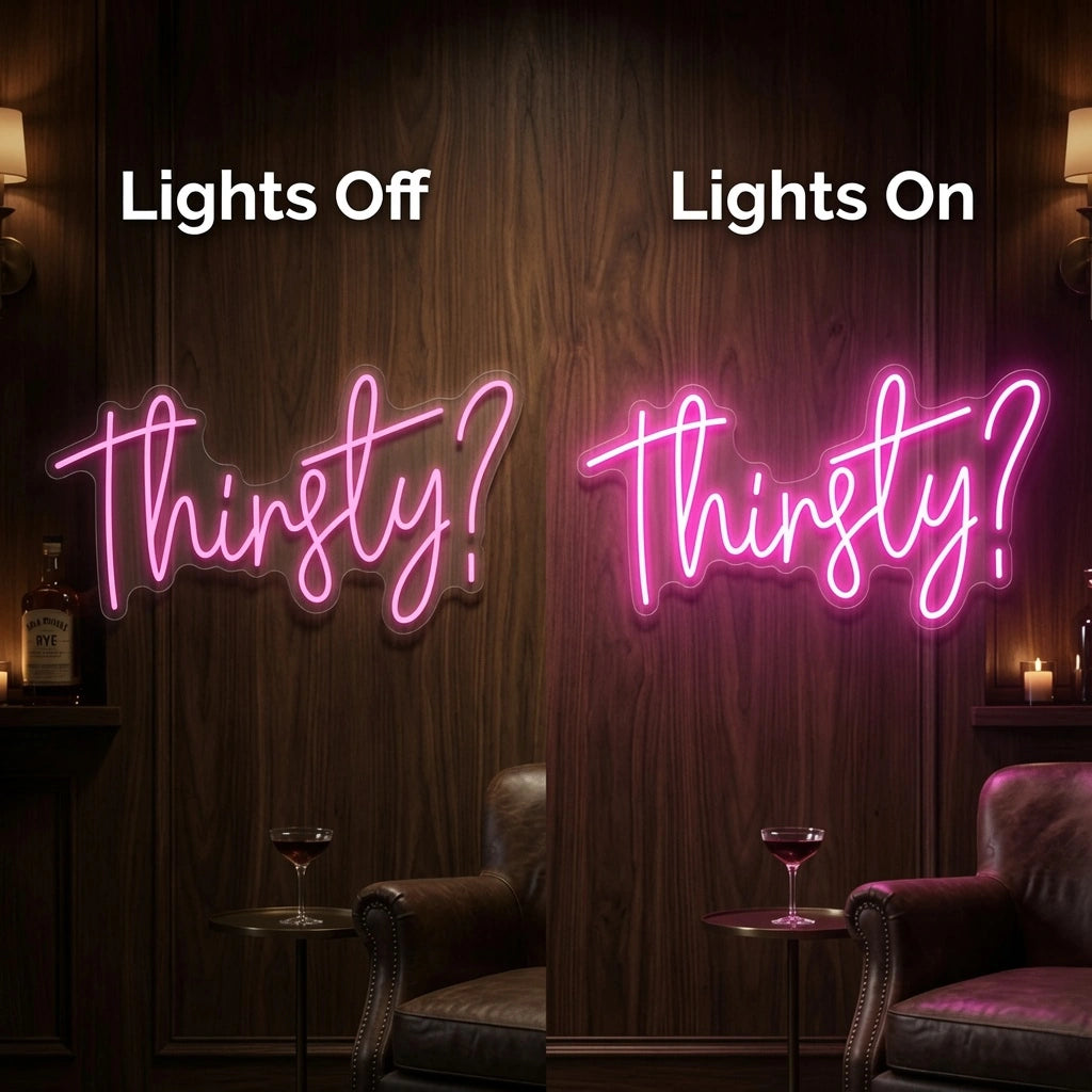 Thirsty LED Neon Sign - 06 Day Night Comparison