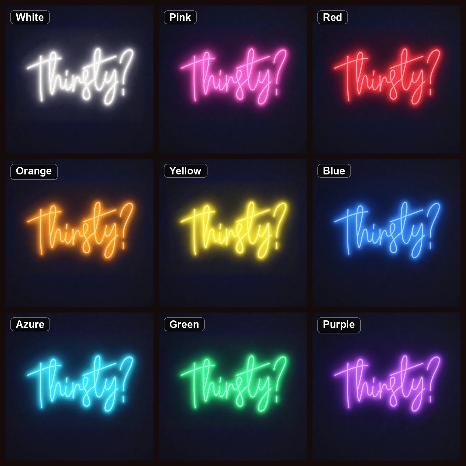Thirsty Man Cave LED Neon Sign color grid