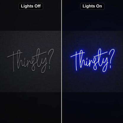 Thirsty Man Cave LED Neon Sign day and night comparison