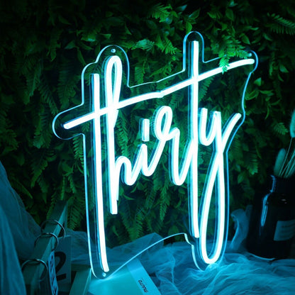 Thirty Blue Led Neon Sign - Shineneon